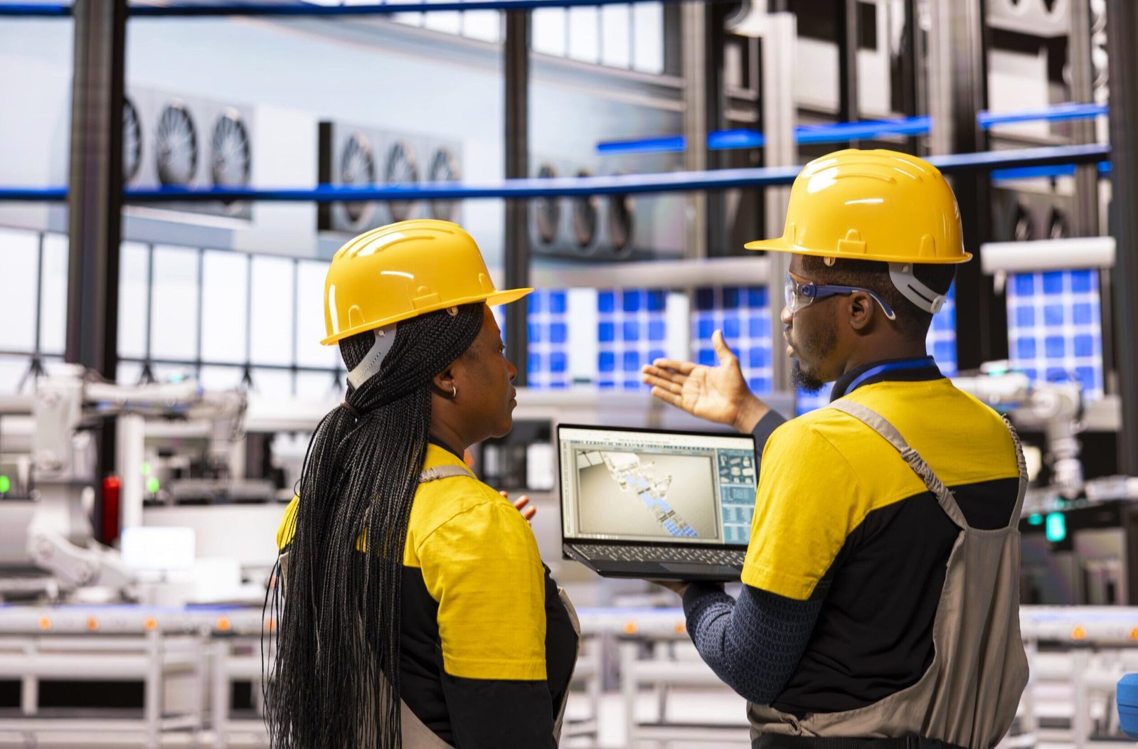 black engineers supervising industrial automation system min